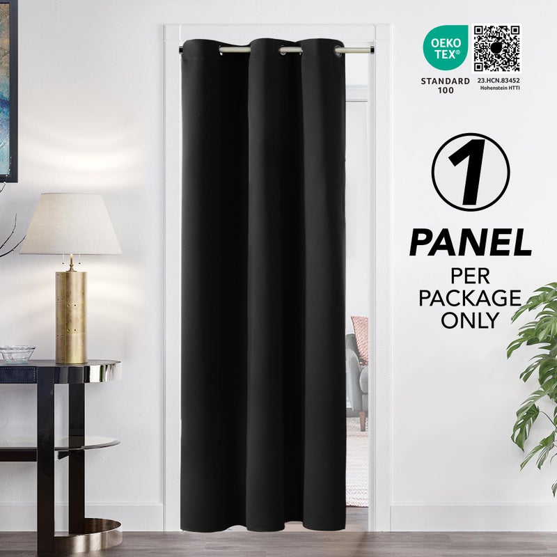 Deconovo Blackout Curtain Panel â€“ Solid Grommet Top, Thermal Insulated & Energyâ€‘Saving, Machineâ€‘Washable Room Darkening Window Treatment for Bedroom & Living Room, 1 Panel, Black, 42W x 63L - Image 2